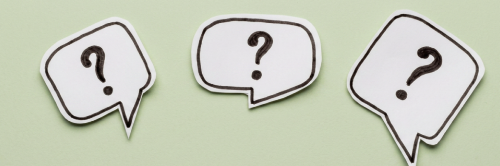 Thought bubbles with questions marks representing common retirement planning FAQs