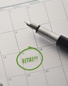 Calendar with a retirement date circled in green and a fountain pen resting nearby, symbolizing retirement planning beyond Social Security.